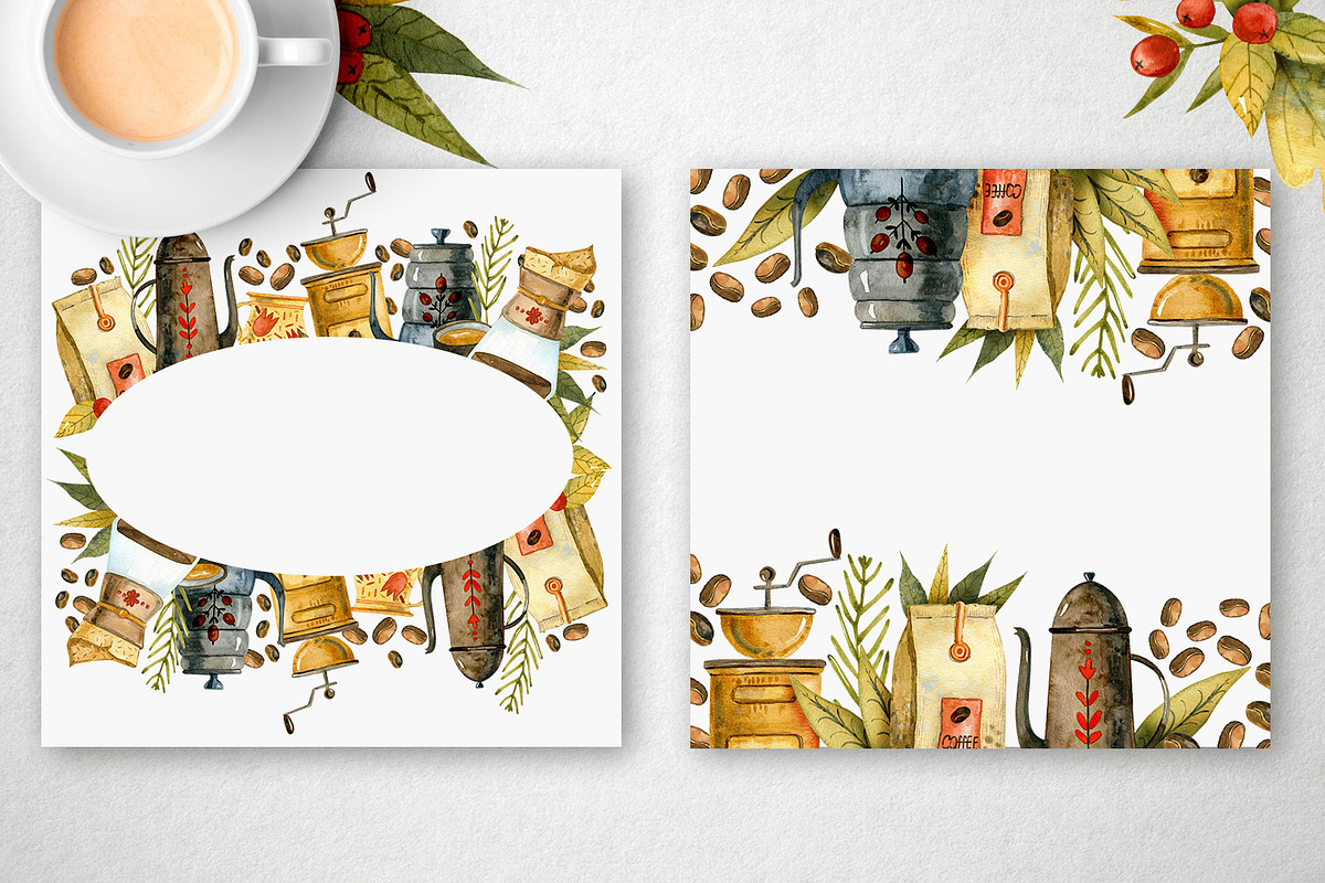Coffee Illustrations Watercolor, a Texture Illustration by annasokol_ (Photo 4 of 13)