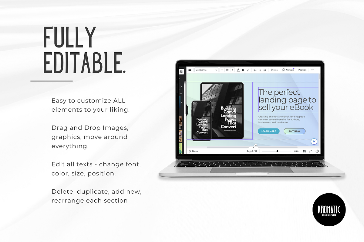 Ebook Landing Page Template Canva, a Landing Page Template by Kromatic Design Studio (Photo 5 of 8)