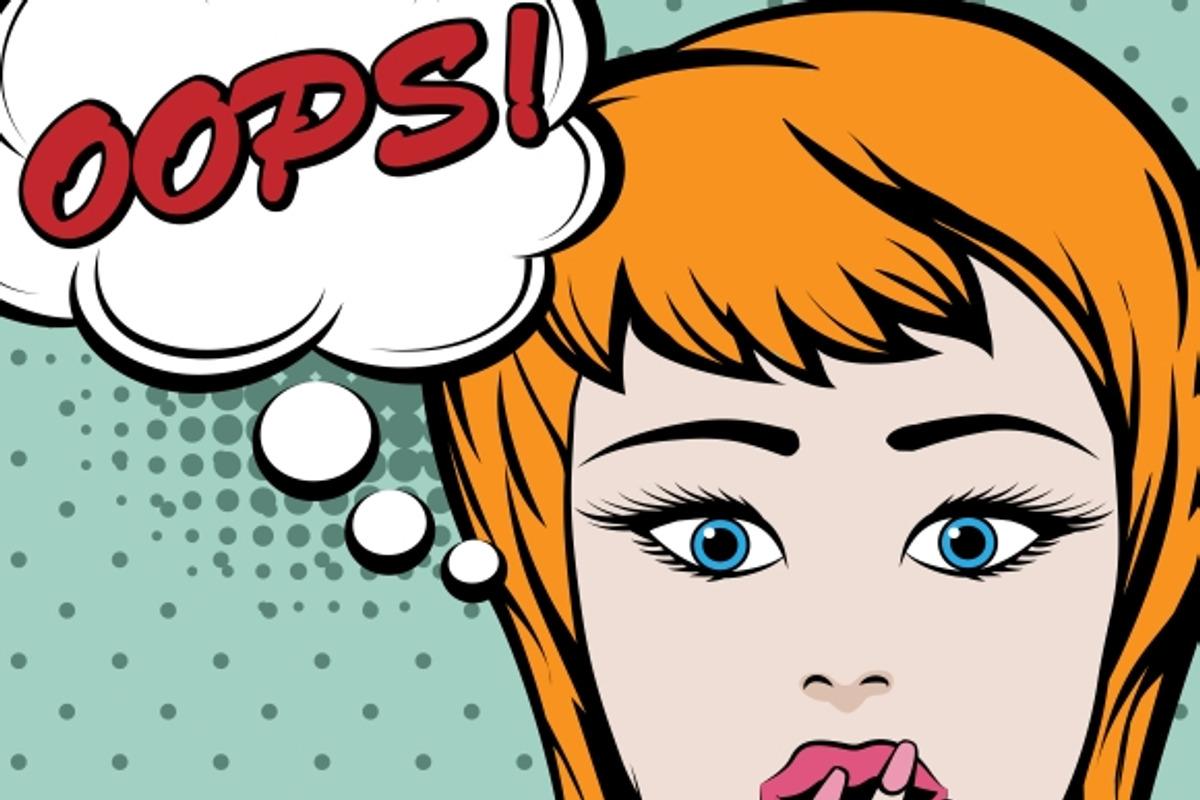 Pop art cute woman with OOPS sign, an Illustration by Microvector