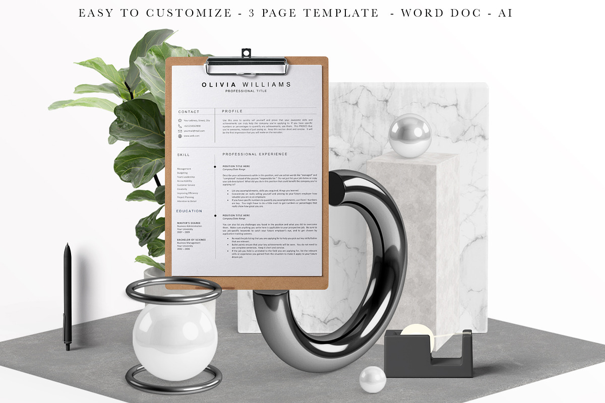 3Page Resume & Cover Letter Template, a Resume Template by OpulentStu (Photo 1 of 4)