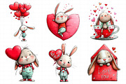 Whimsical Valentine Bunny Clipart, an Illustration by Daily.Designs (Thumbnail 4 of 6)