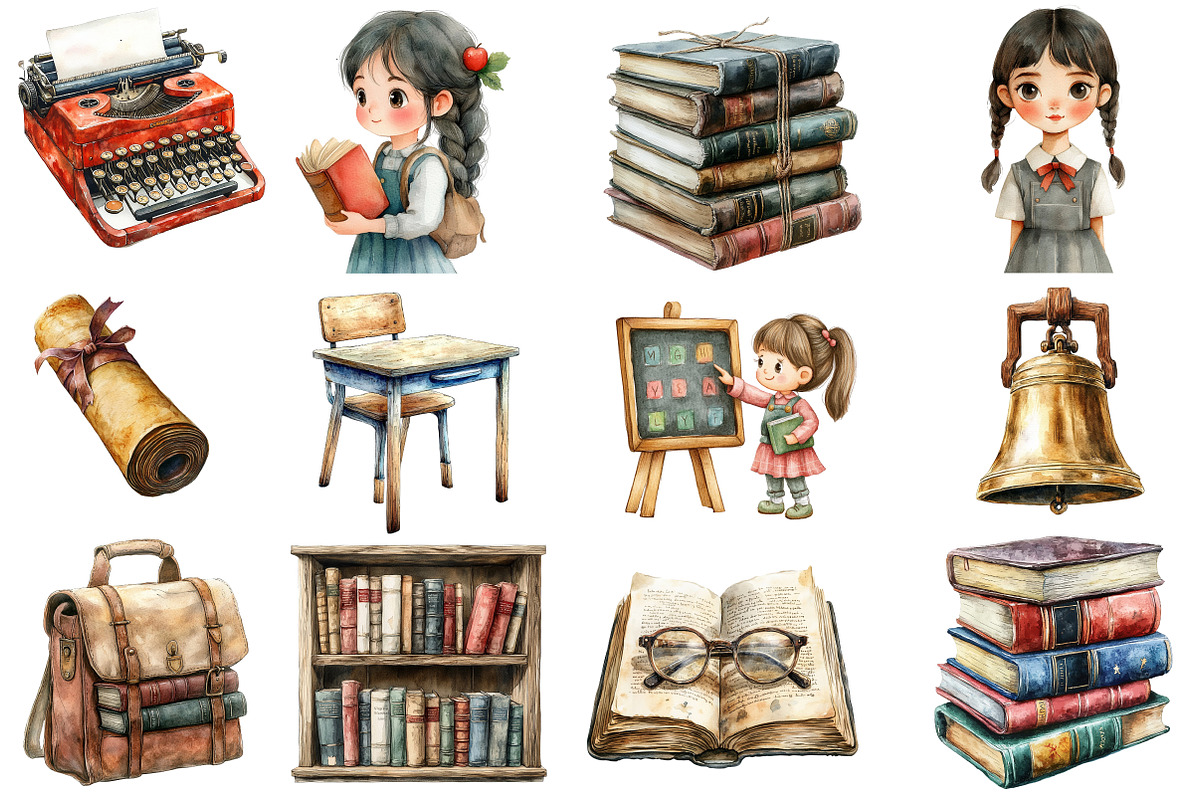 Vintage Back to School Clipart, an Illustration by Designworld (Photo 4 of 5)