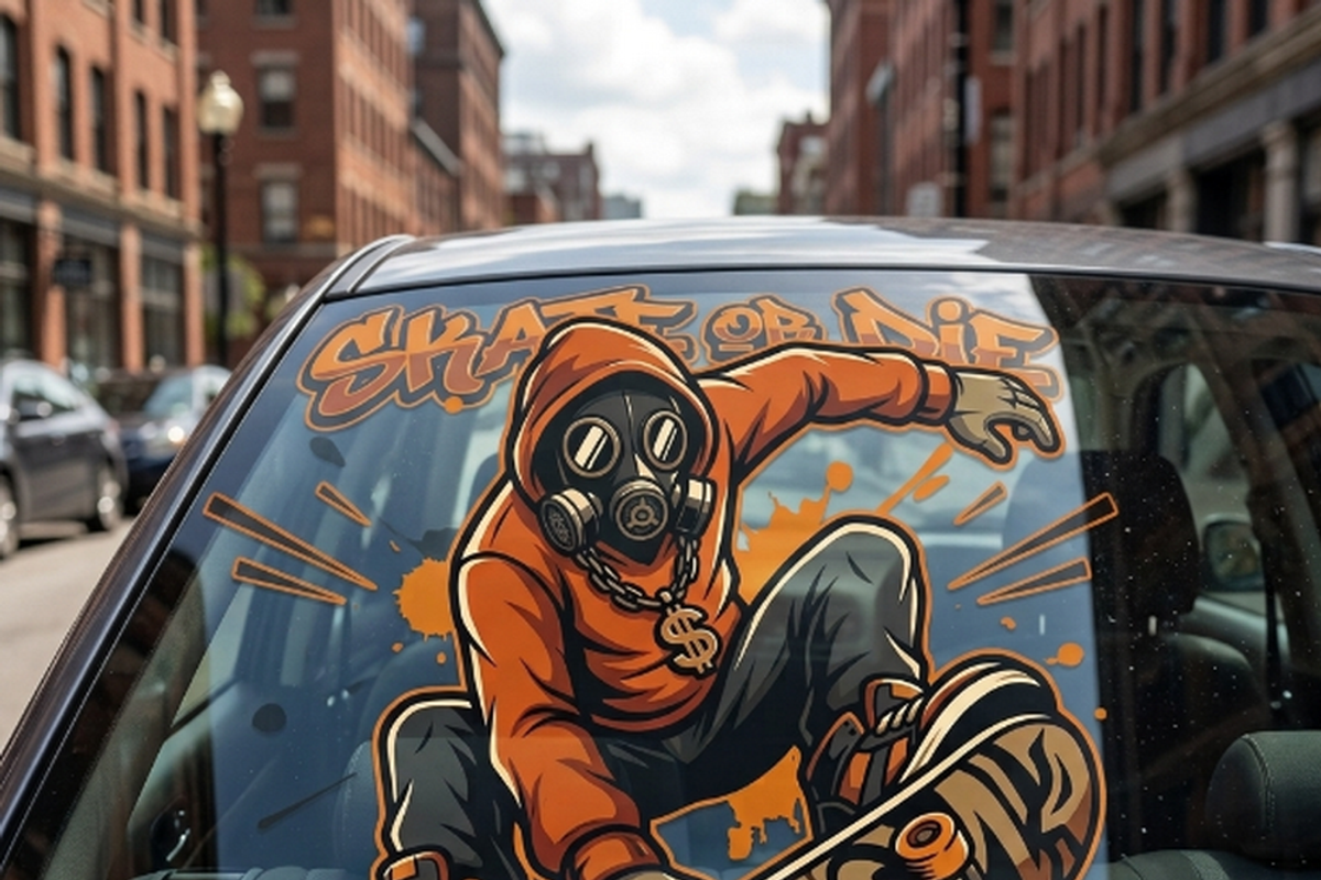 Skate Or Die Gas Mask Rider, a Shirt Mockup by Vector Stall (Photo 10 of 14)