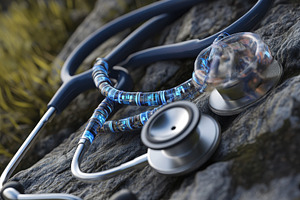 Close up view of a stethoscope, a Photo by Pavel_design