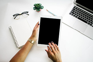 Black Woman Hands with iPad