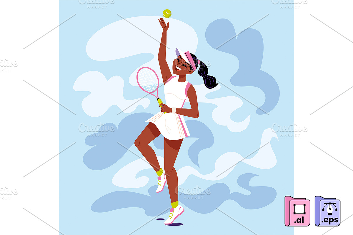 Female Tennis Player Serve, a Person Illustration by MISS CHATZ