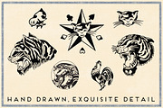 Old School Animal Tattoos, an Animal Illustration by Piddix Archives (Thumbnail 2 of 3)