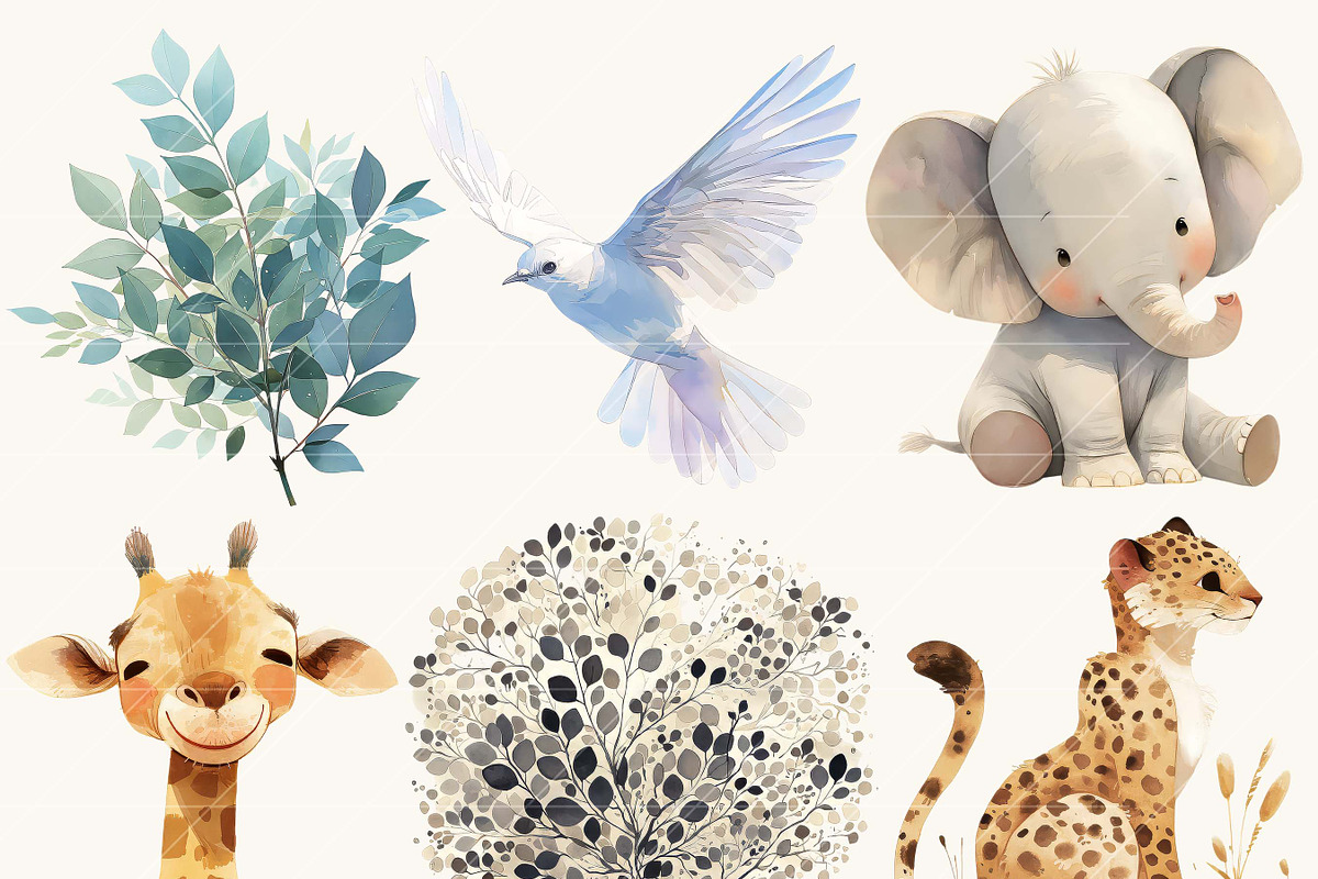 Watercolor Animal Clipart Bundle, an Animal Illustration by Design Scotch (Photo 2 of 6)