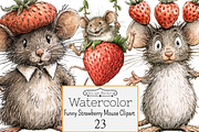 Funny Strawberry Mouse Clipart, a Seasonal Illustration by Design Market (Thumbnail 1 of 3)