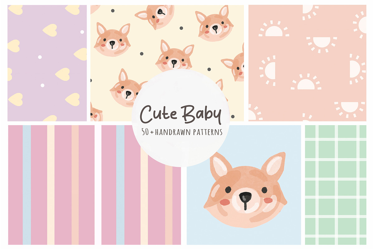 50 + Cute Seamless Patterns Bundle, a Pattern Graphic by Waterystrokes (Photo 4 of 8)