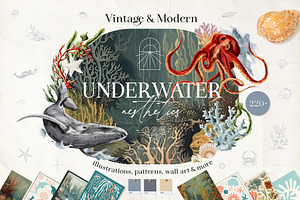 Underwater Watercolor Collection, an Object Graphic by Julia Dreams