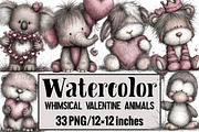 Whimsical Valentine Animals Clipart, an Illustration by Design Market (Thumbnail 1 of 3)