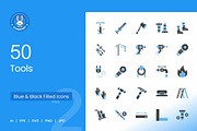 50 Tools Blue & Black Icons, an Icon by IconBunny (Thumbnail 1 of 2)