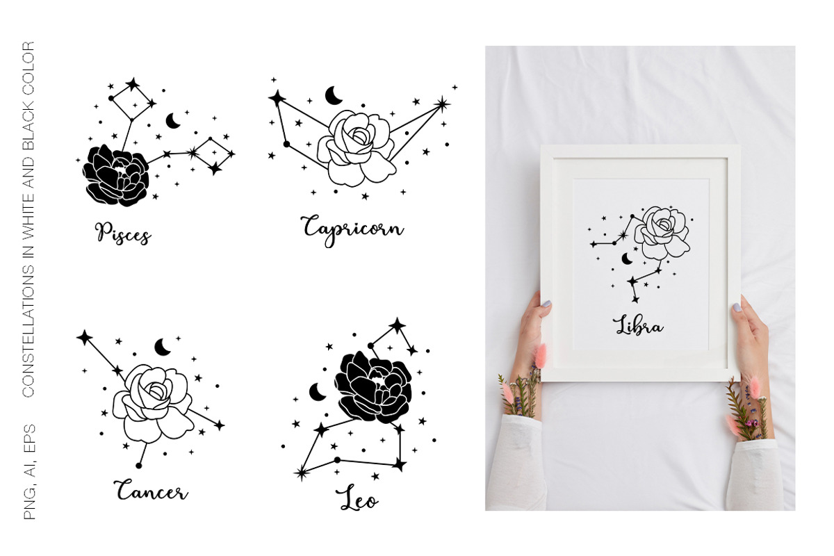 Floral moon & Zodiac Constellations, an Illustration by Art Dari Autumn (Photo 11 of 15)