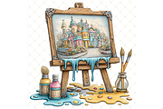 Canvas on Wooden Easel Clipart JPG, an Illustration by Memories By Lea (Thumbnail 14 of 19)