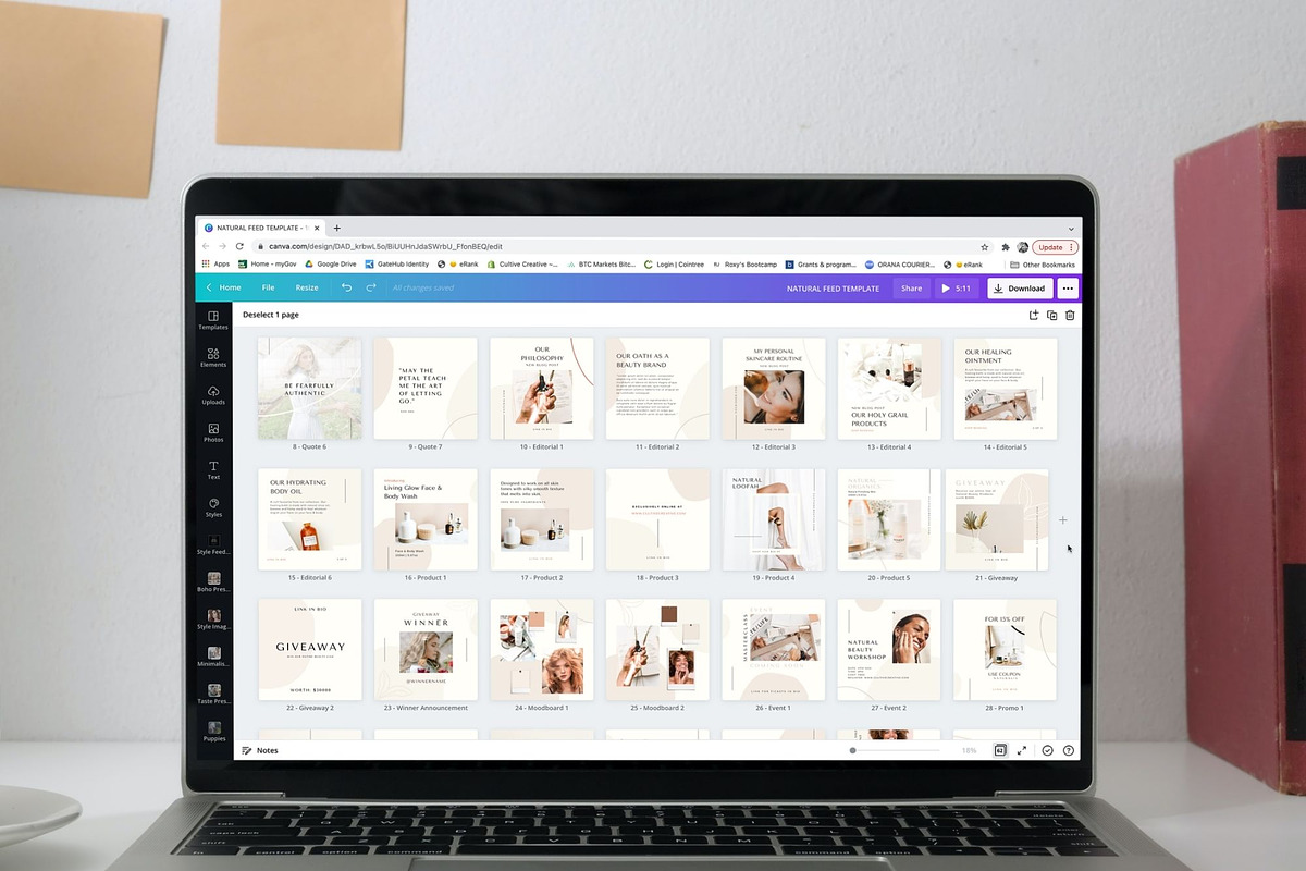 Natural Beauty Instagram Feed Canva, a Social Media Template by Cultive Creative (Photo 2 of 13)