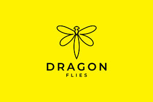 Minimalist Flying Dragonfly Logo