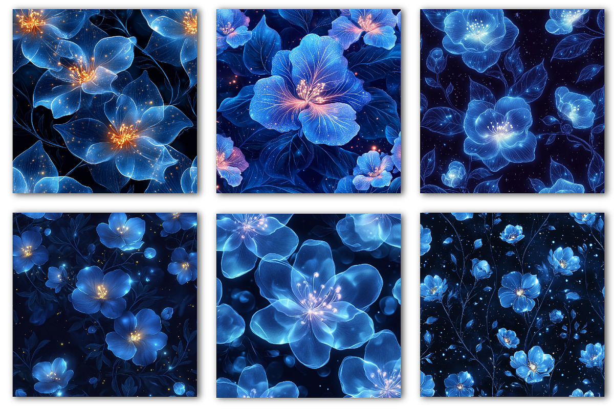 Luminous Floral Seamless Patterns, a Texture Illustration by Dream Creation (Photo 3 of 6)