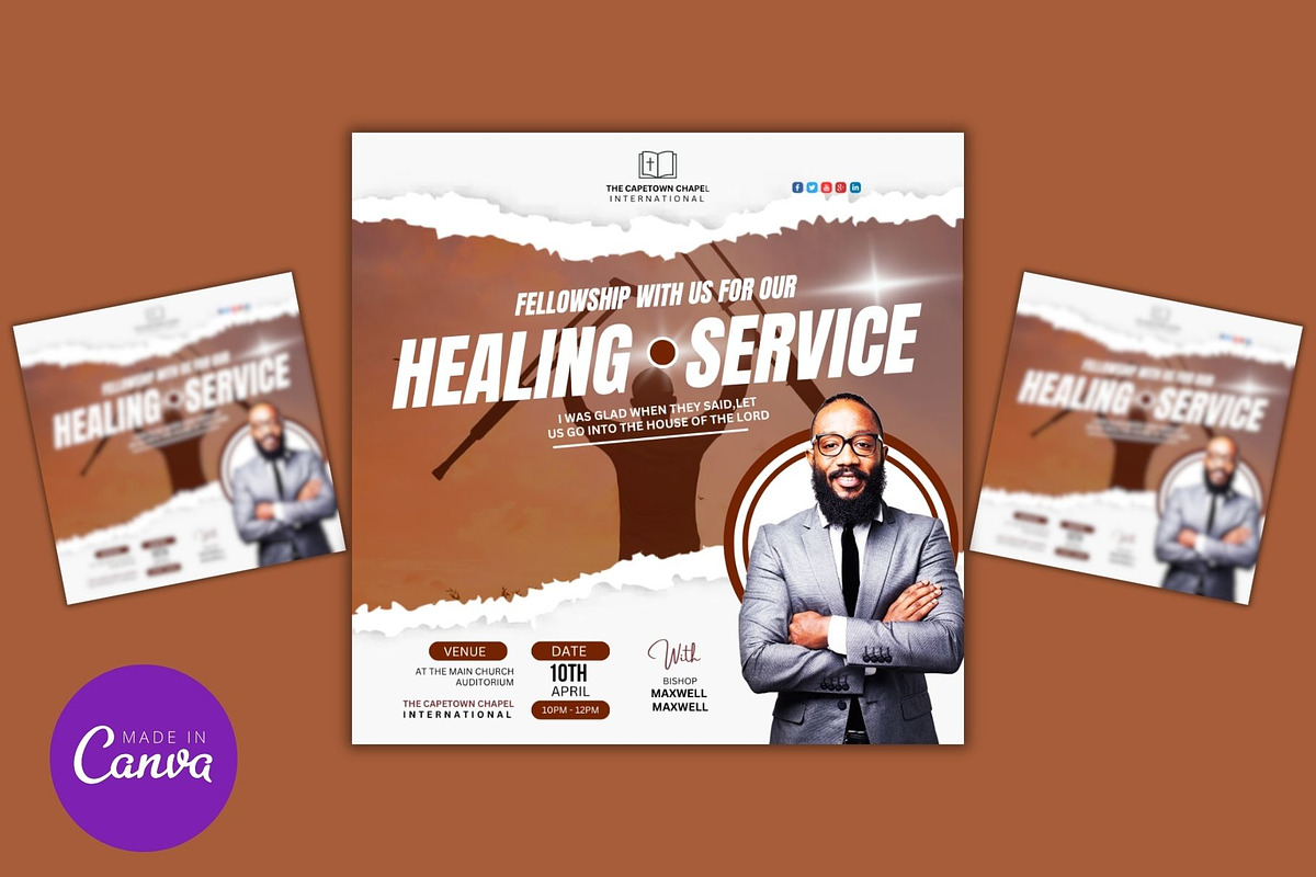 Church Healing Service Editable Post, a Social Media Template by Mishek Munene (Photo 2 of 4)