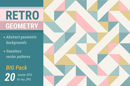 RETRO geometry pack 20 bg, a Pattern Graphic by Slanapotam
