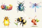 Watercolor Bugs Sublimation Clipart, an Illustration by OK Design (Thumbnail 2 of 5)