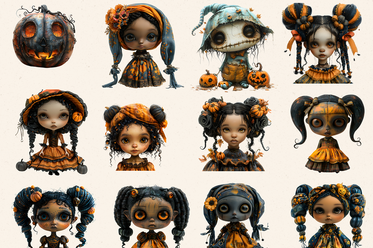 HALLOWEEN PETITE GIRLS AND MONSTERS, a Person Illustration by Daring Digies (Photo 3 of 8)