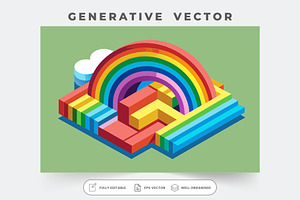 A colorful isometric rainbow decorat, a Graphic by SouravDesign