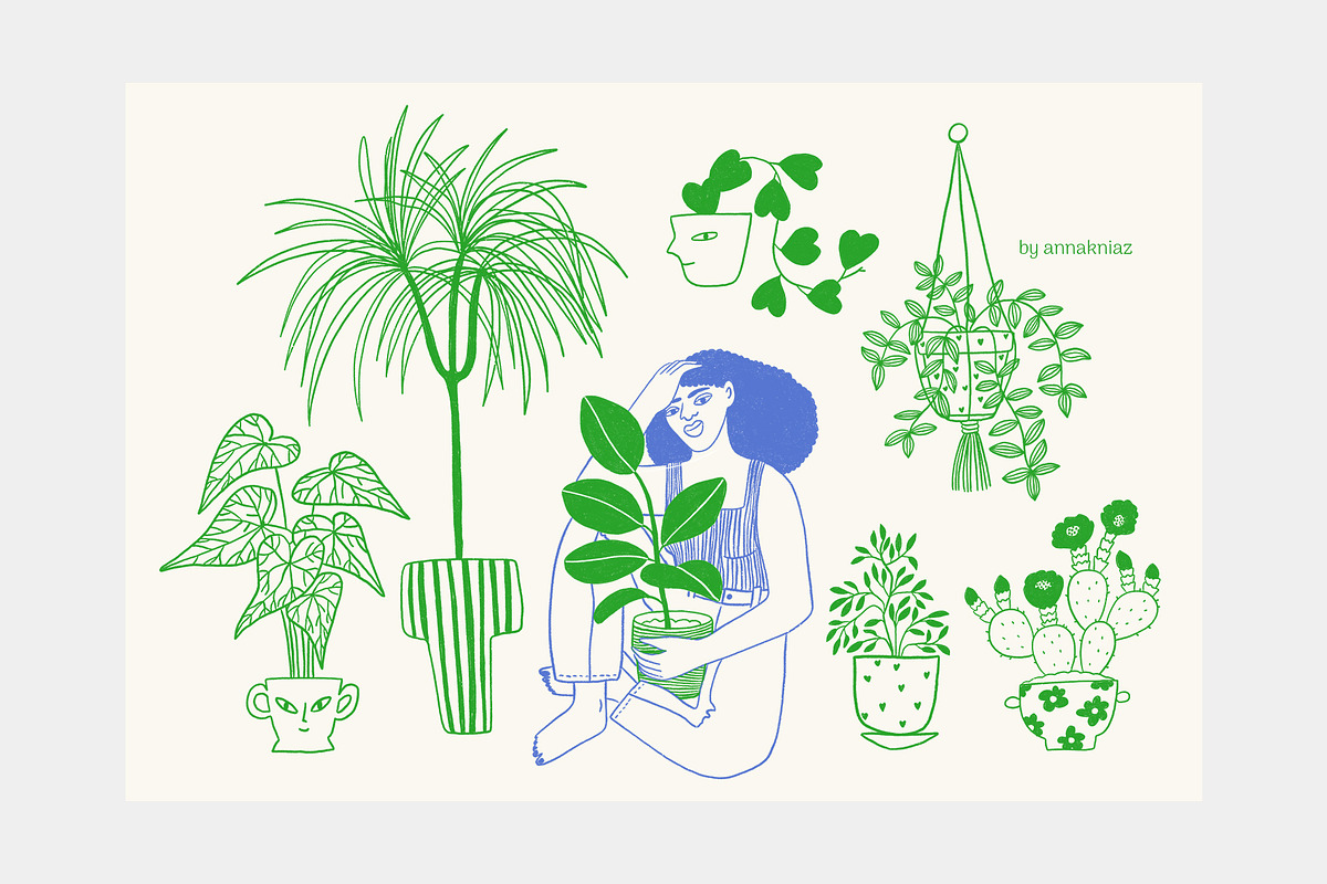 Plant Lady - aesthetic line art, a Person Illustration by Annakniaz (Photo 6 of 17)