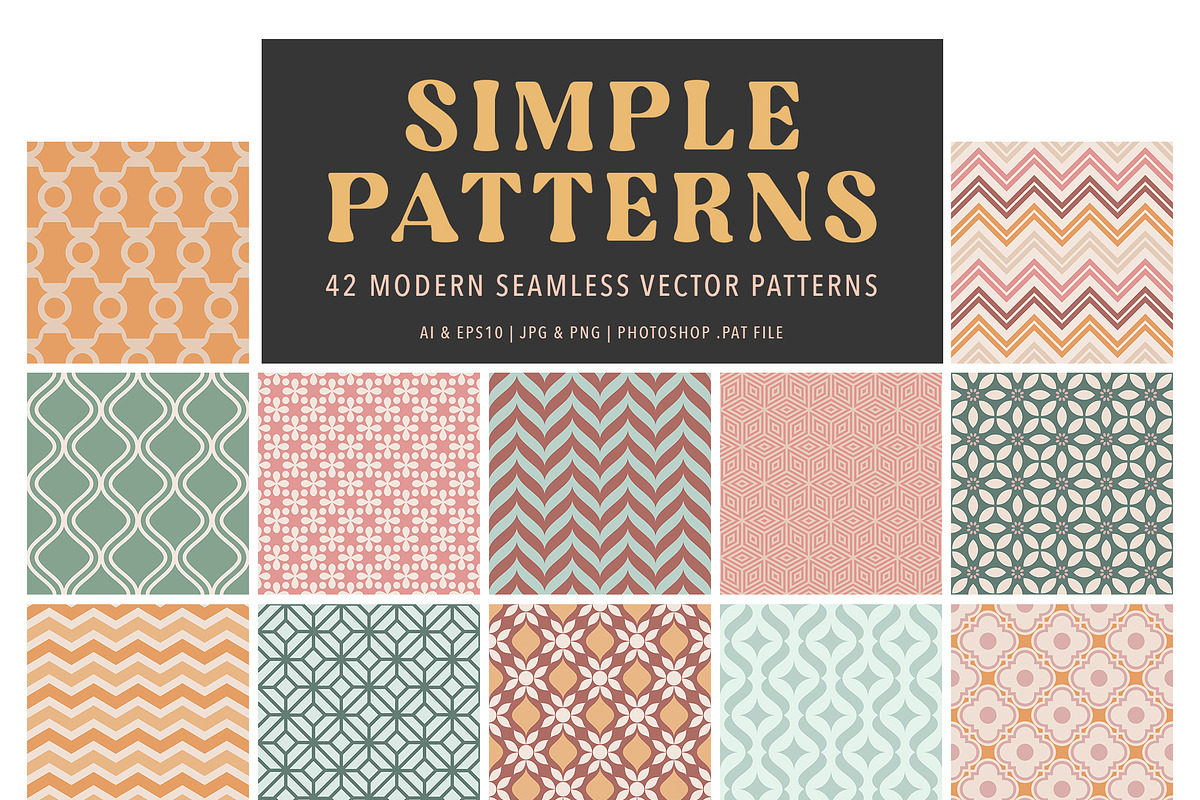 42 Simple Vector Patterns (v2), a Pattern Graphic by Jennadesigns (Photo 6 of 17)