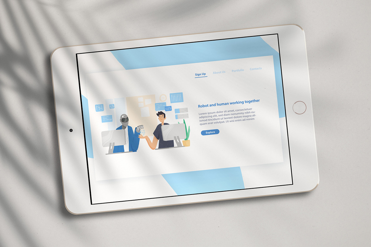 Robot and human working together, a Technology Illustration by Good Studio (Photo 3 of 3)