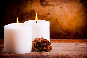 White Candles with Rose, a Beauty & Fashion Photo by THP Creative