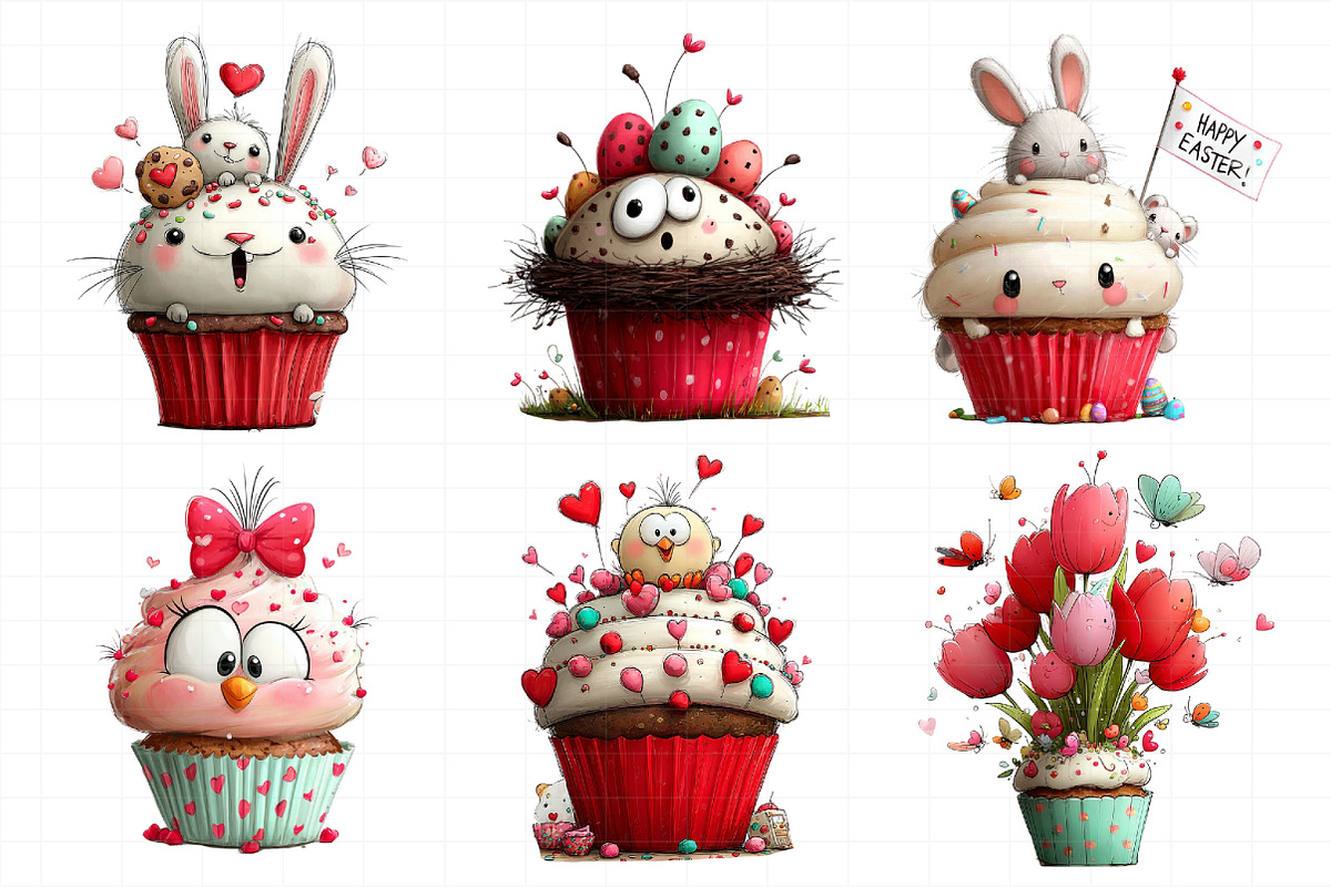 Easter CupCake Clipart Bundle, an Illustration by Daily.Designs (Photo 3 of 8)