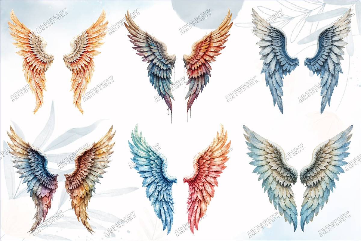 Vintage Angel Wings Clipart, a Graphic by designcity5 (Photo 2 of 5)