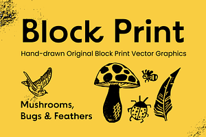 Block Print Hand-drawn Vector Flora