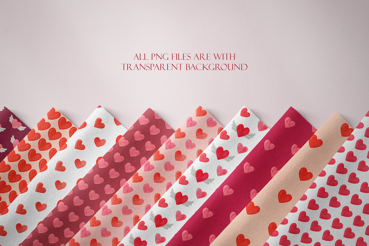 Watercolor Hearts Patterns, a Pattern Graphic by Tiger and Flower (Photo 6 of 10)