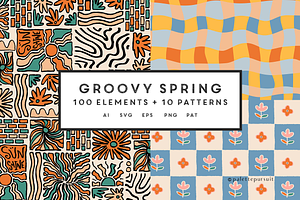 Retro Spring Vector Pattern Set