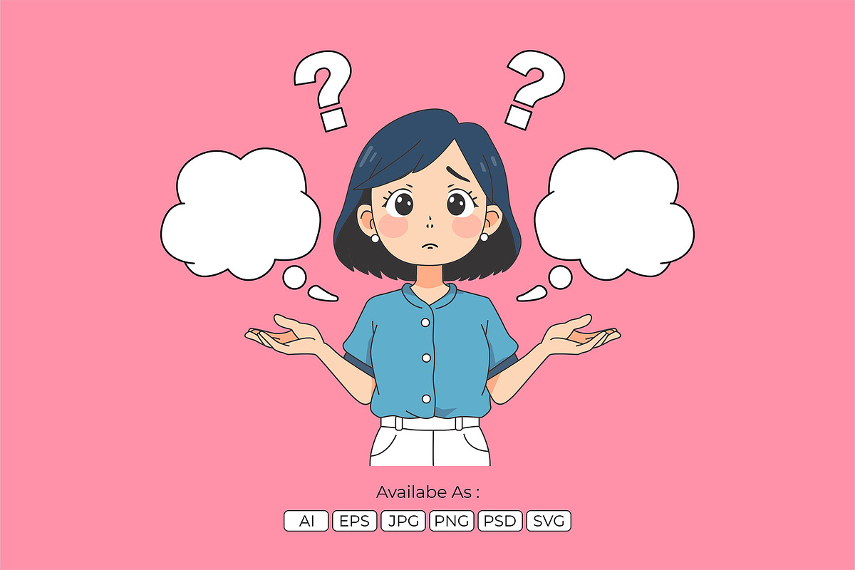 Confused Woman Thinking Illustration, a Person Illustration by Partikusi Design (Photo 1 of 3)