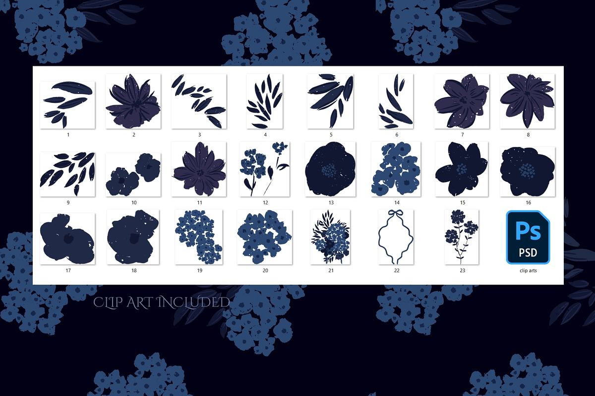 Bedtime florals. Midnight Patterns, a Pattern Graphic by PaperJamLab (Photo 9 of 13)