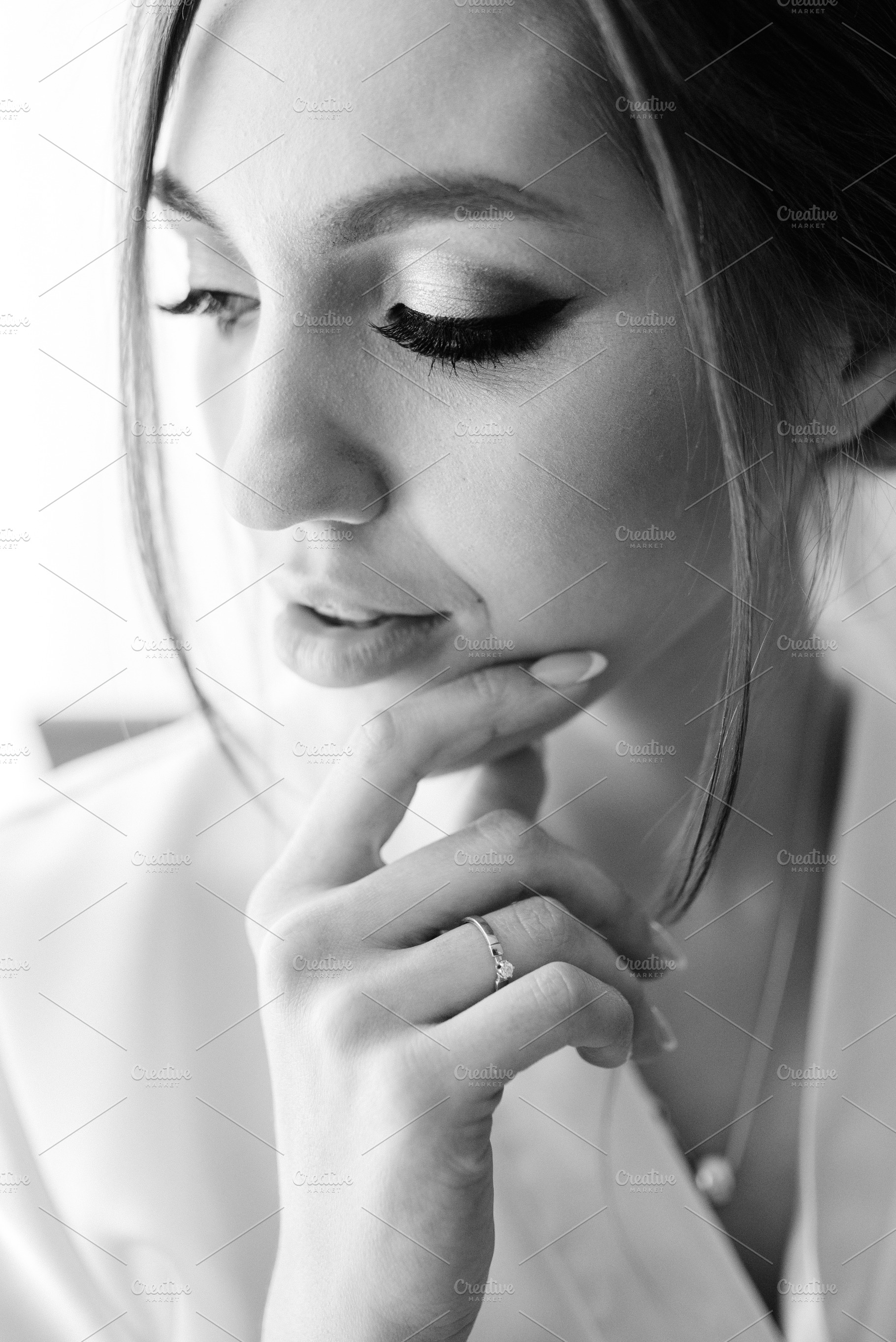 bride young girl in lingerie in the morning in the room, a Person Photo by Weddings, People, Travel