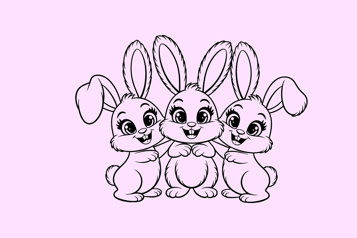 Cheerful Rabbit Line Art Drawing, a Graphic by Annudesign (Photo 8 of 9)