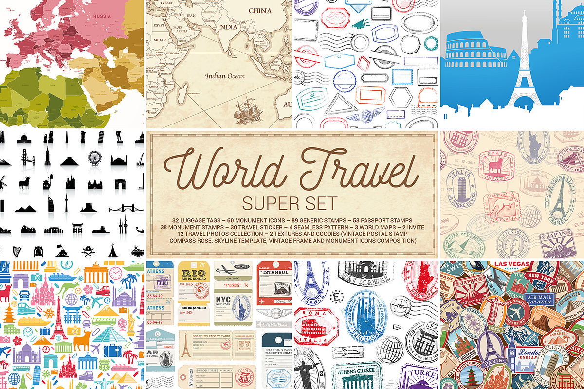 World Travel Super Set, a Texture Illustration by Pingebat (Photo 1 of 16)