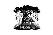 Tree House Silhouette SVG Bundle, an Illustration by jahid234 (Thumbnail 23 of 31)