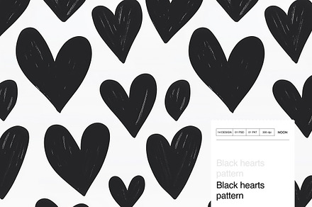 Black Hearts Pattern – Bold, Playful, a Pattern Graphic by Oday Noon