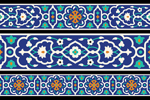 3 Arabic Floral Seamless Borders