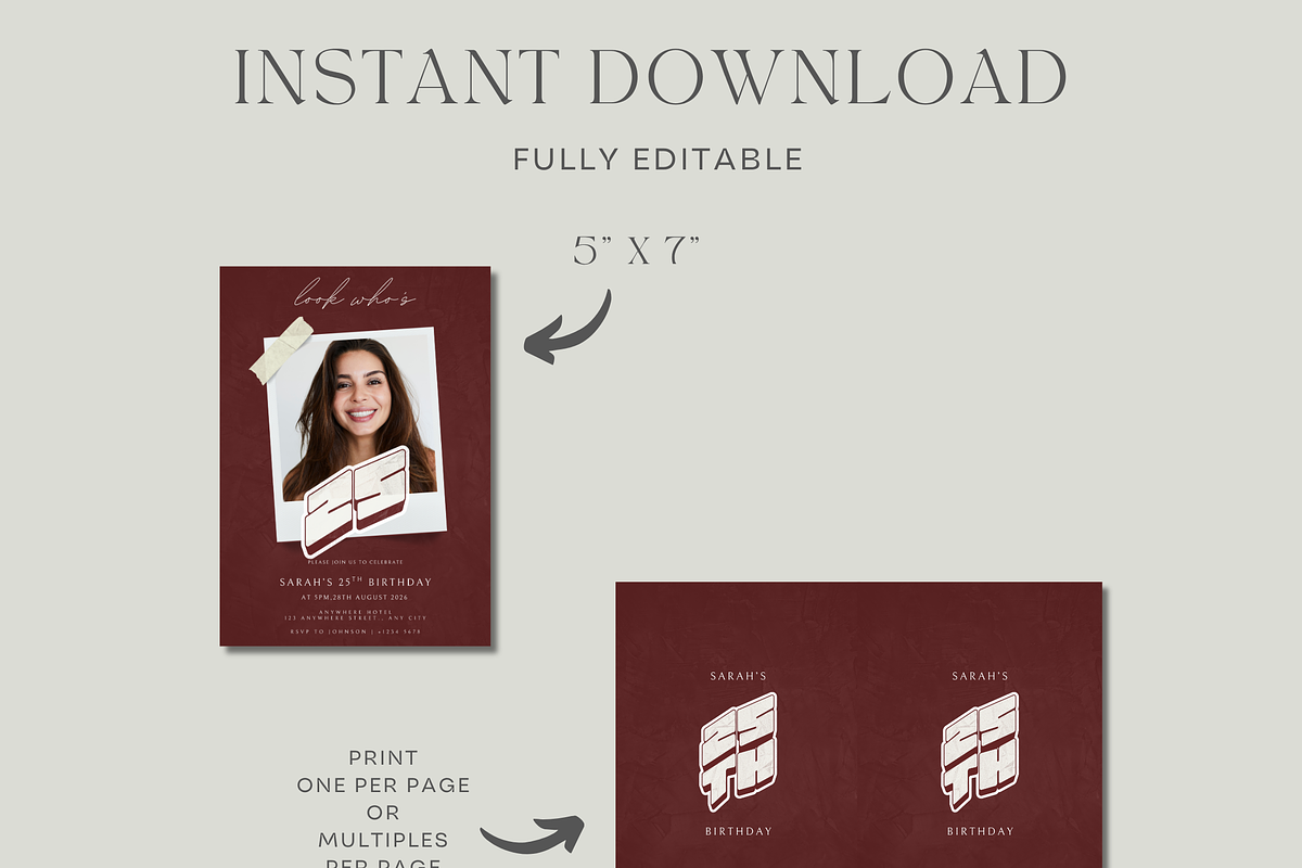 25th Birthday Invitation Template, an Invitation Template by InvitingStorys (Photo 10 of 12)