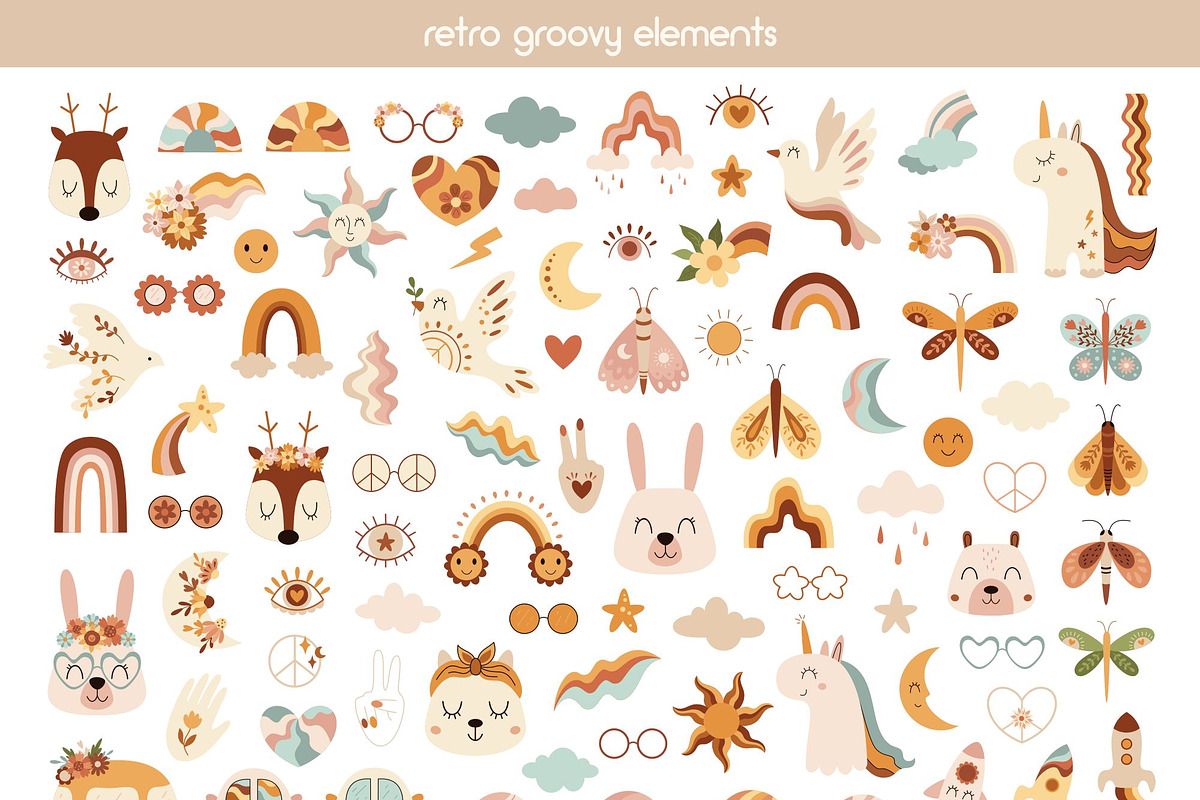 Retro groovy baby collection, a Seasonal Illustration by JulzaArt (Photo 3 of 12)