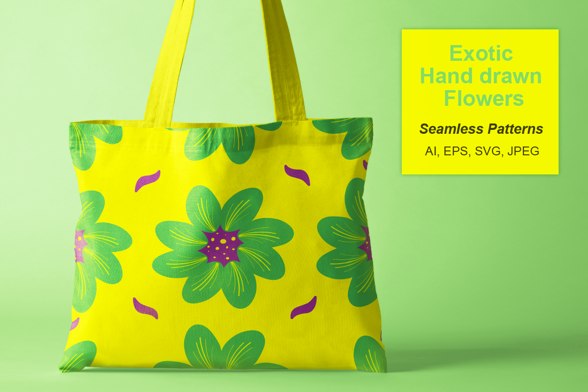 Exotic hand drawn flowers pattern, a Pattern Graphic by VL Shop (Photo 3 of 6)