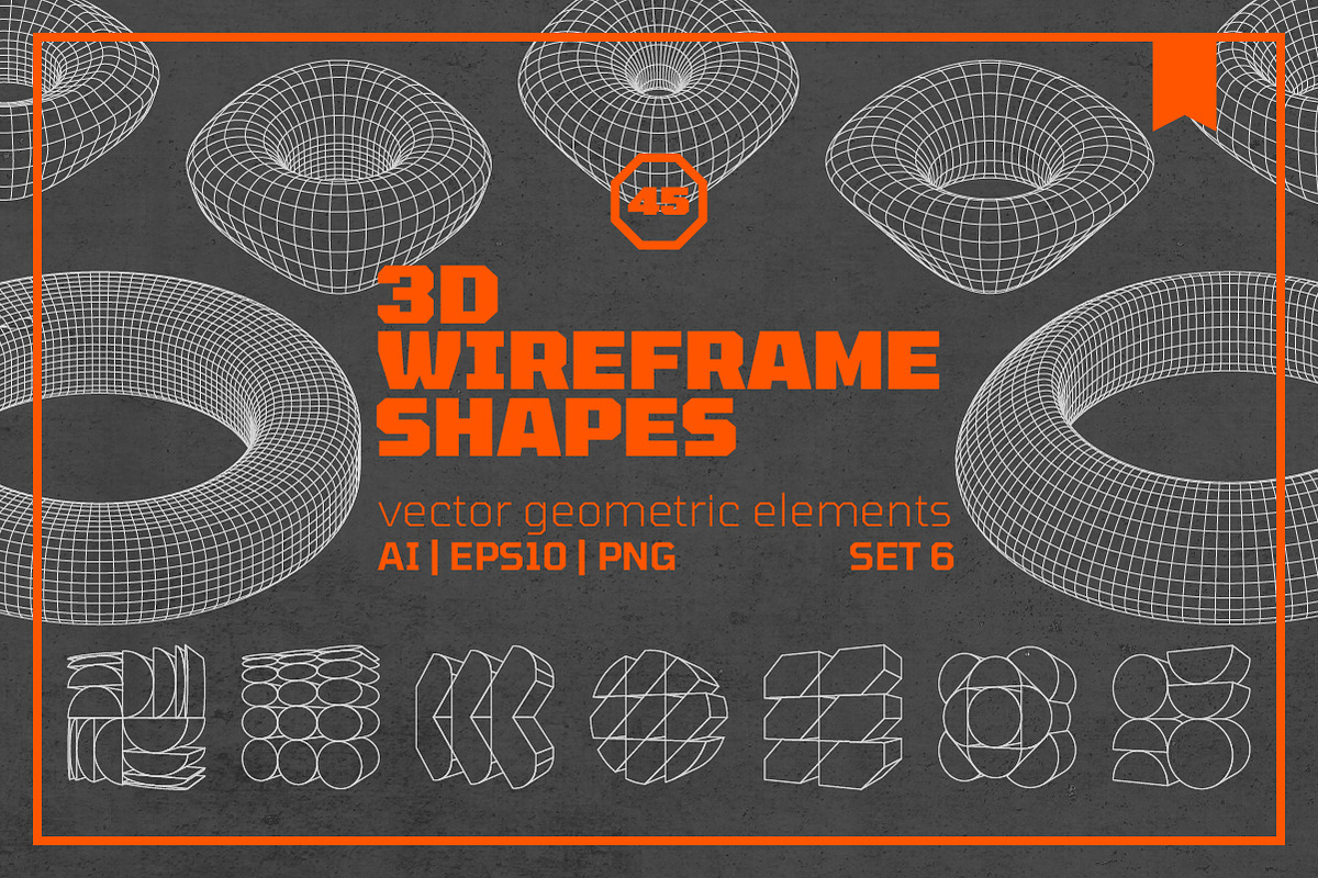 3D Wireframe Shapes | set 6, an Object Graphic by MaximGertsen (Photo 1 of 7)