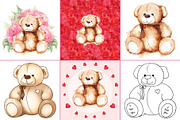 Watercolor cute Teddy Bear pack, an Animal Illustration by Art By Silmairel (Thumbnail 2 of 4)