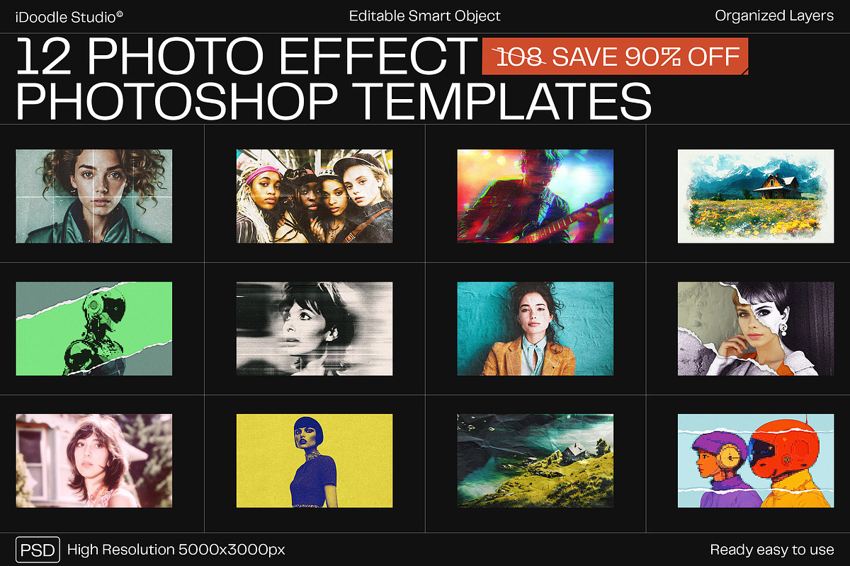 12 Photo Effect Templates, a Layer Style Add-On by iDoodle Studio ...
